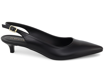 Slingback Salto Baixo Preto