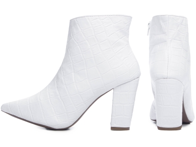 Bota Feminina Croco Bico Fino Salto Alto