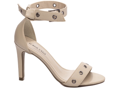 Sandlia Feminina Bege Salto Agulha 300.36B