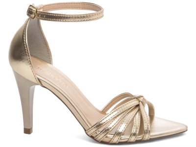 Sandlia Ouro Ligh  Salto Alto Fino Glamour
