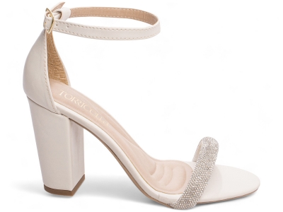 Sandlia Feminina Off White Salto Alto Robusto