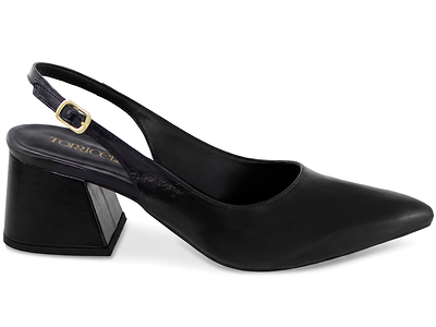 Slingback Salto Bloco Preto