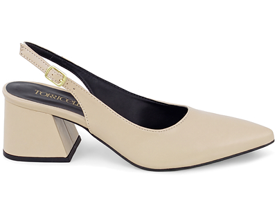 Slingback Salto Bloco Bege