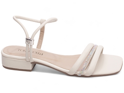Sandlia Feminina Off White Salto Baixo