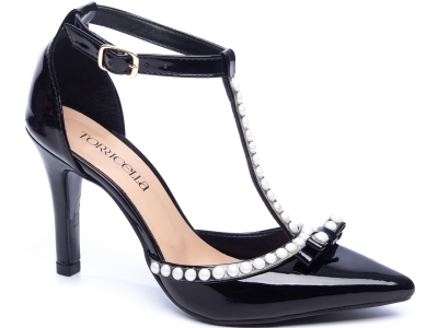 Sapato Scarpin Preto Prola Salto Alto