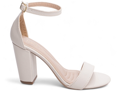 Sandlia Feminina Off White Confortvel Salto Alto