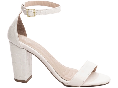 Sand�lia Feminina Off White Salto Alto Grosso 8060B
